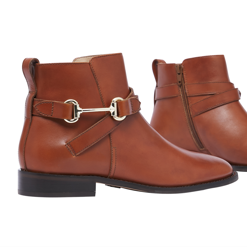 Joules Cottenham Short Leather Strap Boot - Tan-3